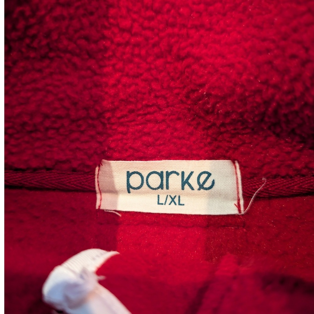 Parke Womens Red Sherpa Fleece Snap Mock Neck Pullover American Flag L/XL - Picture 4 of 8